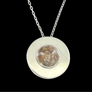 Vintage sterling silver jasper or pietersite large heavy pin with C clasp